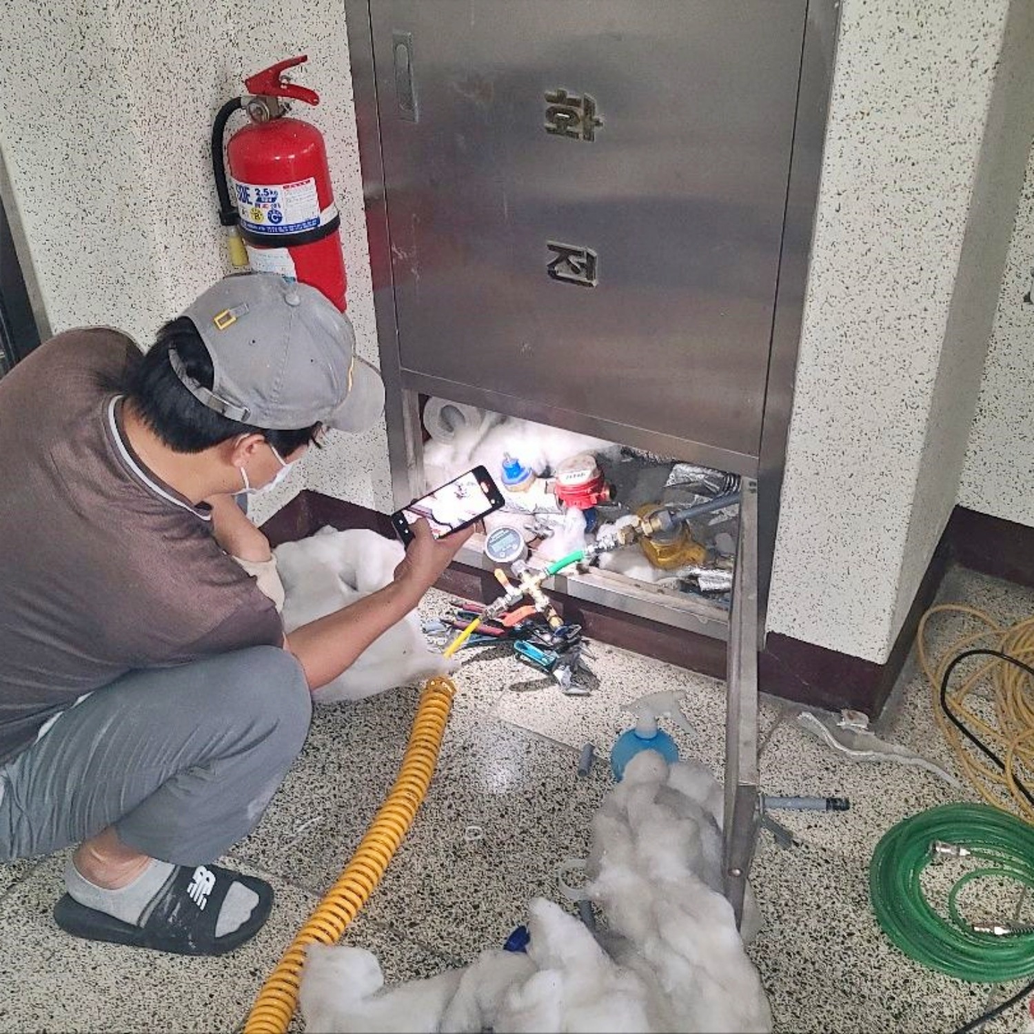 서대문구 북가좌동 온수배관 보수 후 압력테스트 확인