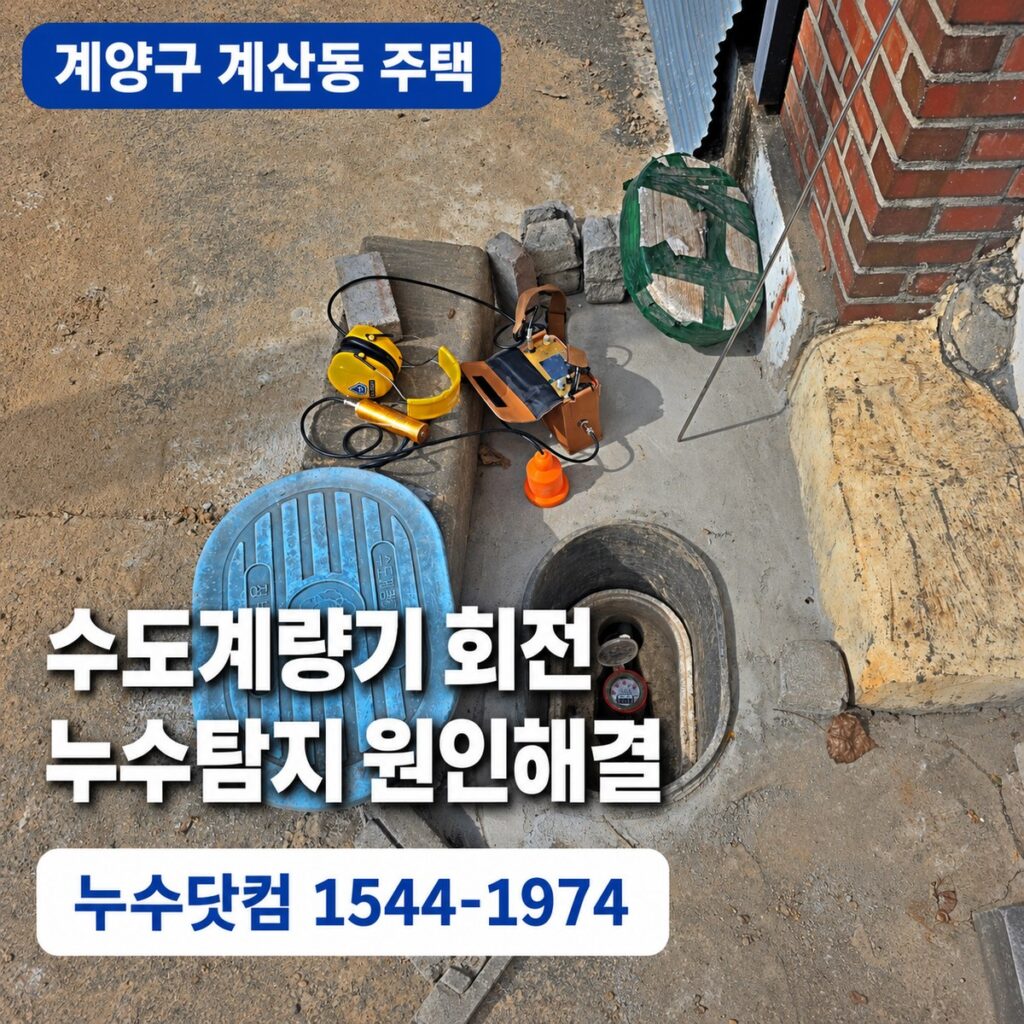 계양구 계산동 주택 누수탐지, 수도계량기가 계속 도는 원인 해결