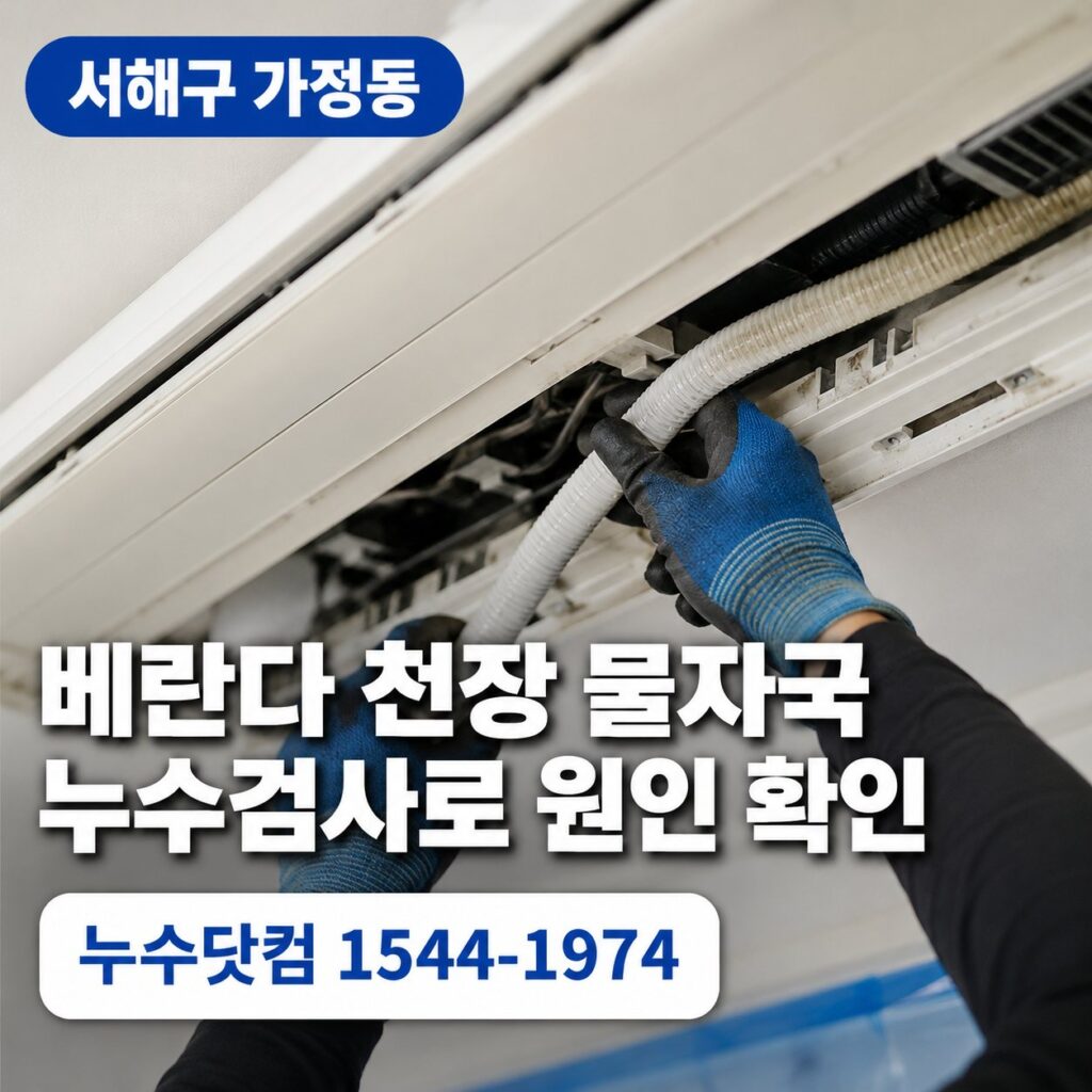 서해구 가정동 베란다 천장 물자국, 누수검사로 에어컨 문제 확인