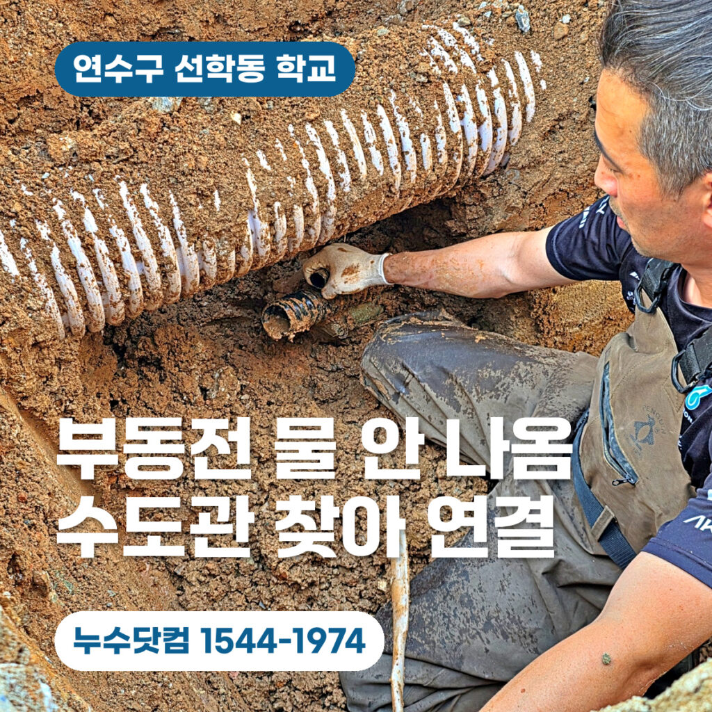 연수구 선학동 학교 부동전 누수, 외부 수도관 누수탐지 작업 사례