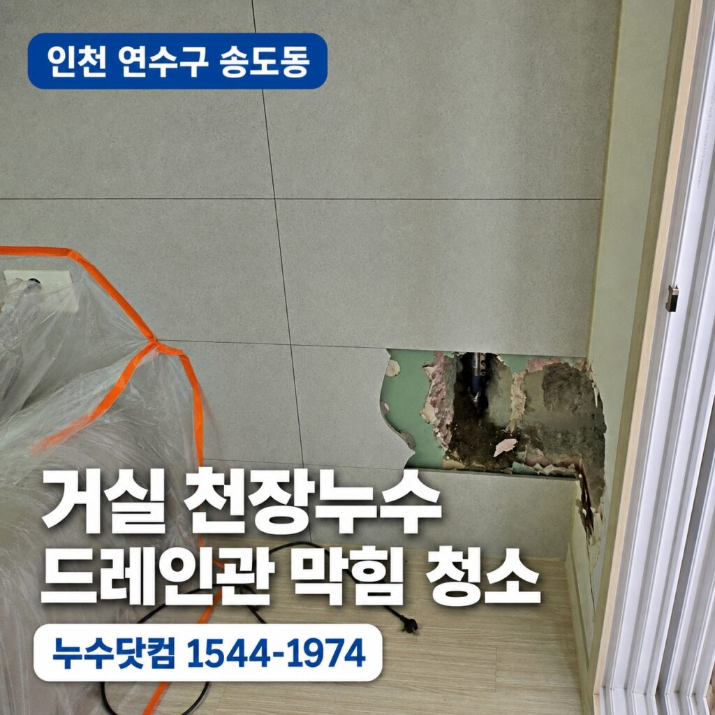 부천시 원미구 역곡동 거실 천장누수 | 에어컨 배관막힘 물샘 해결