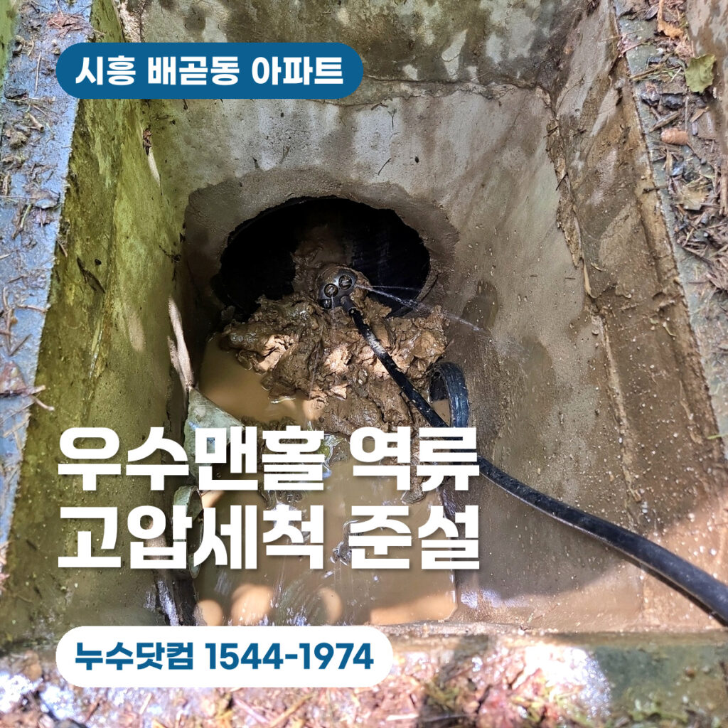 시흥 배곧동 아파트 우수맨홀 역류 | 우수관 고압세척 준설 업체 후기