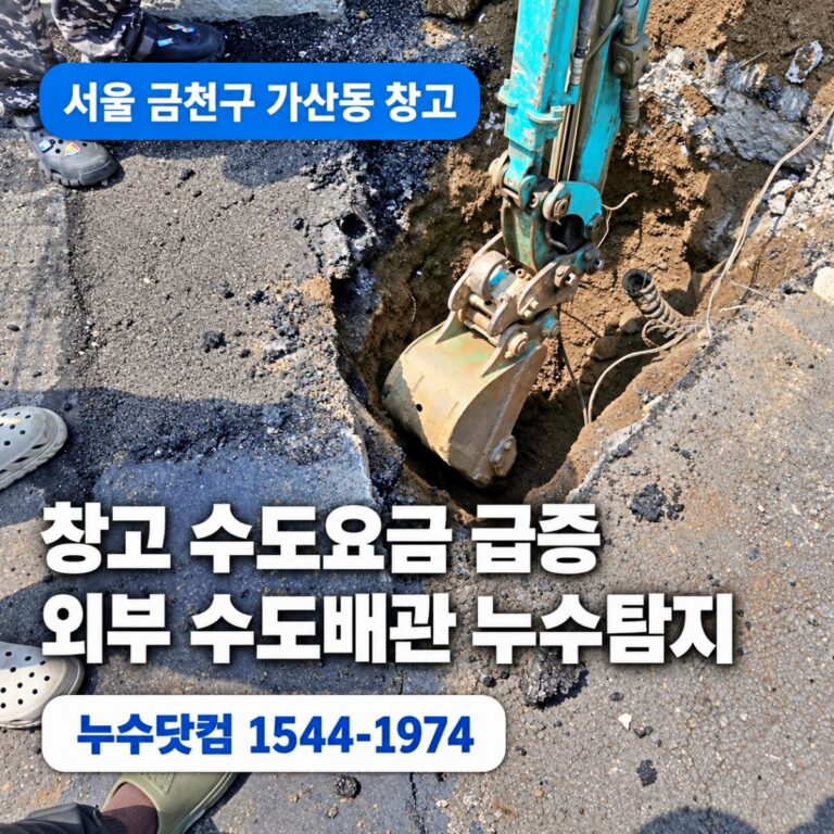 금천구 가산동 창고 수도요금 급증 | 외부 수도배관 누수탐지 성공 사례
