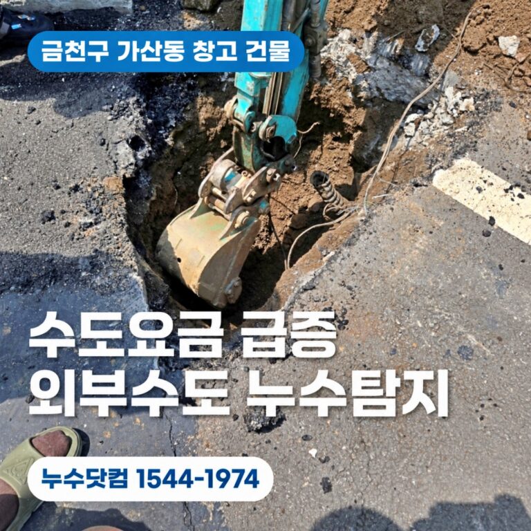 금천구 가산동 창고 수도요금 급증 | 외부 수도배관 누수탐지 성공 사례