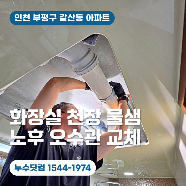 부평구 갈산동 화장실 천장 배관누수, 오수관 악취 교체 공사